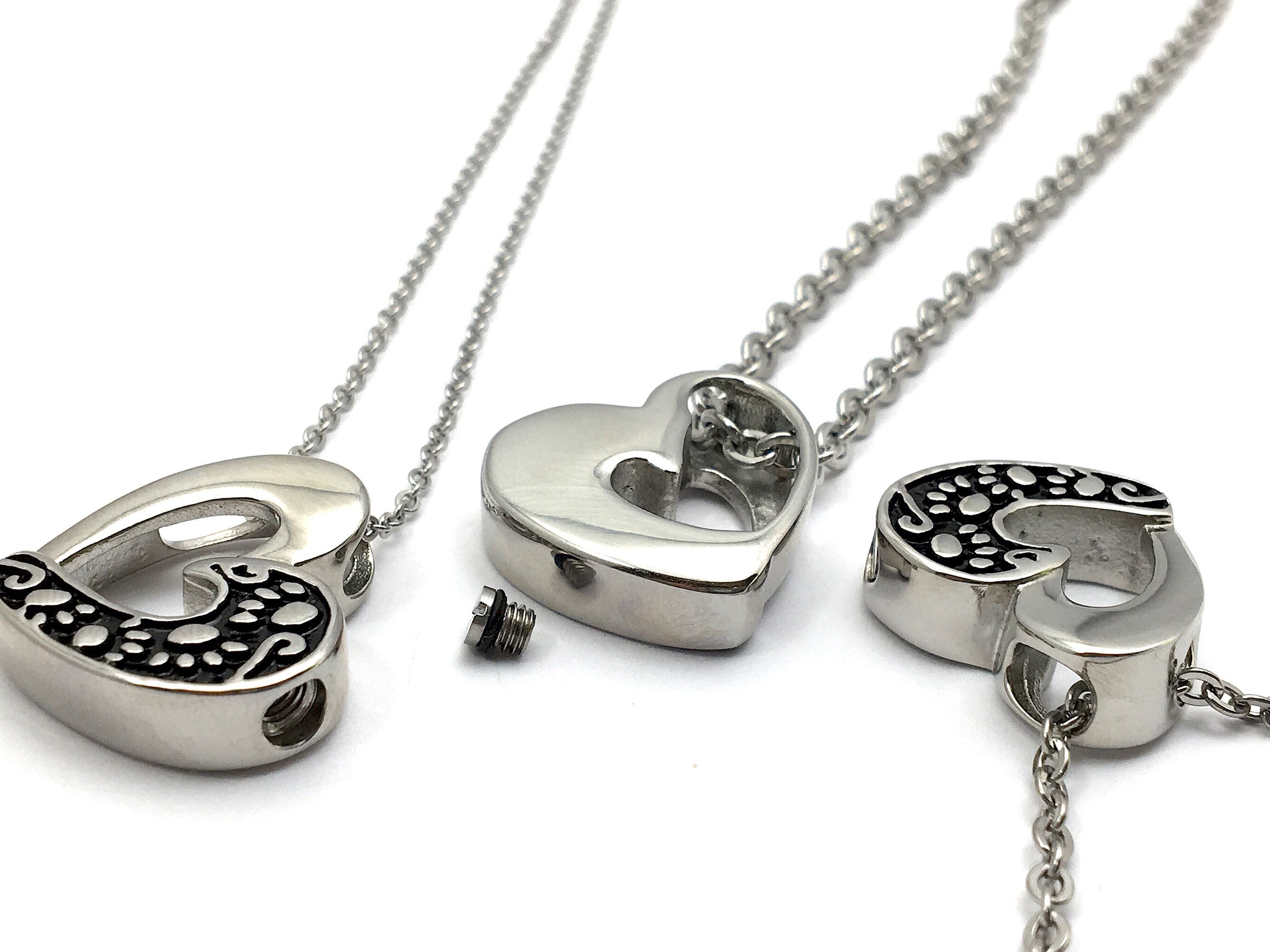 Paw Prints on My Heart Pet Cremation Jewelry for Ashes Urn Necklace Ash ...
