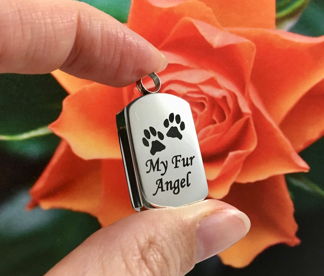 My Fur Angel Paw Print Pet Cremation Urn PENDANT OR NECKLACE Ash ...