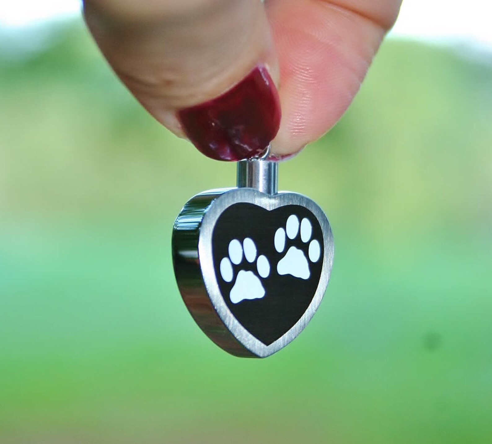 2 Paw Prints on My Heart Pet Cremation Jewelry for Ashes Urn Necklace ...