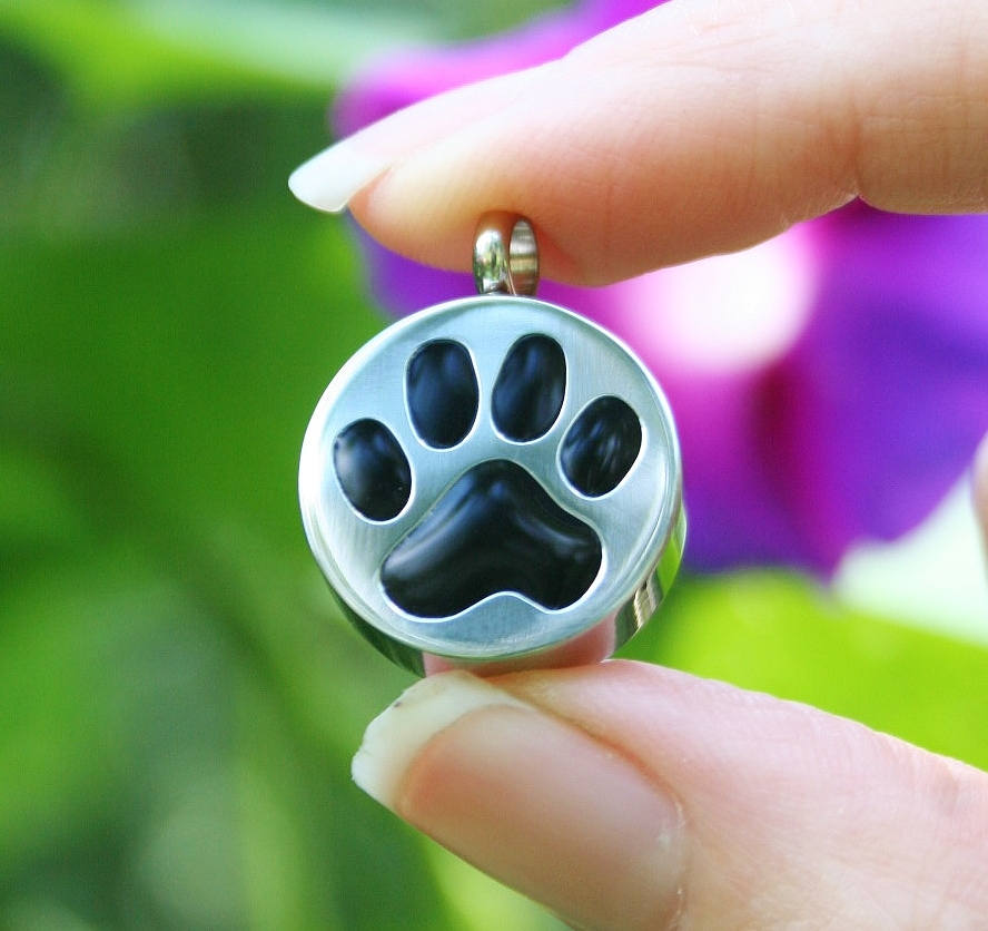 Paw Print Pet Cremation Jewelry for Ashes Urn Necklace Ash Pendant Dog ...
