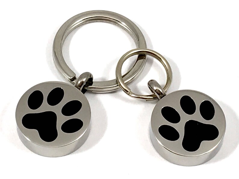Paw print key ring cremation jewelry urn for ash pendant etsy