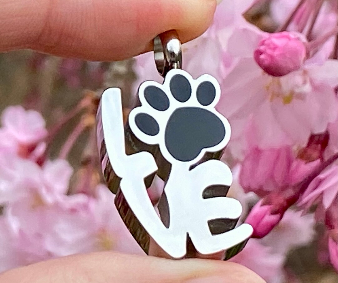 LOVE Paw Print Pet Cremation Urn PENDANT or NECKLACE Ash Jewelry Ashes ...