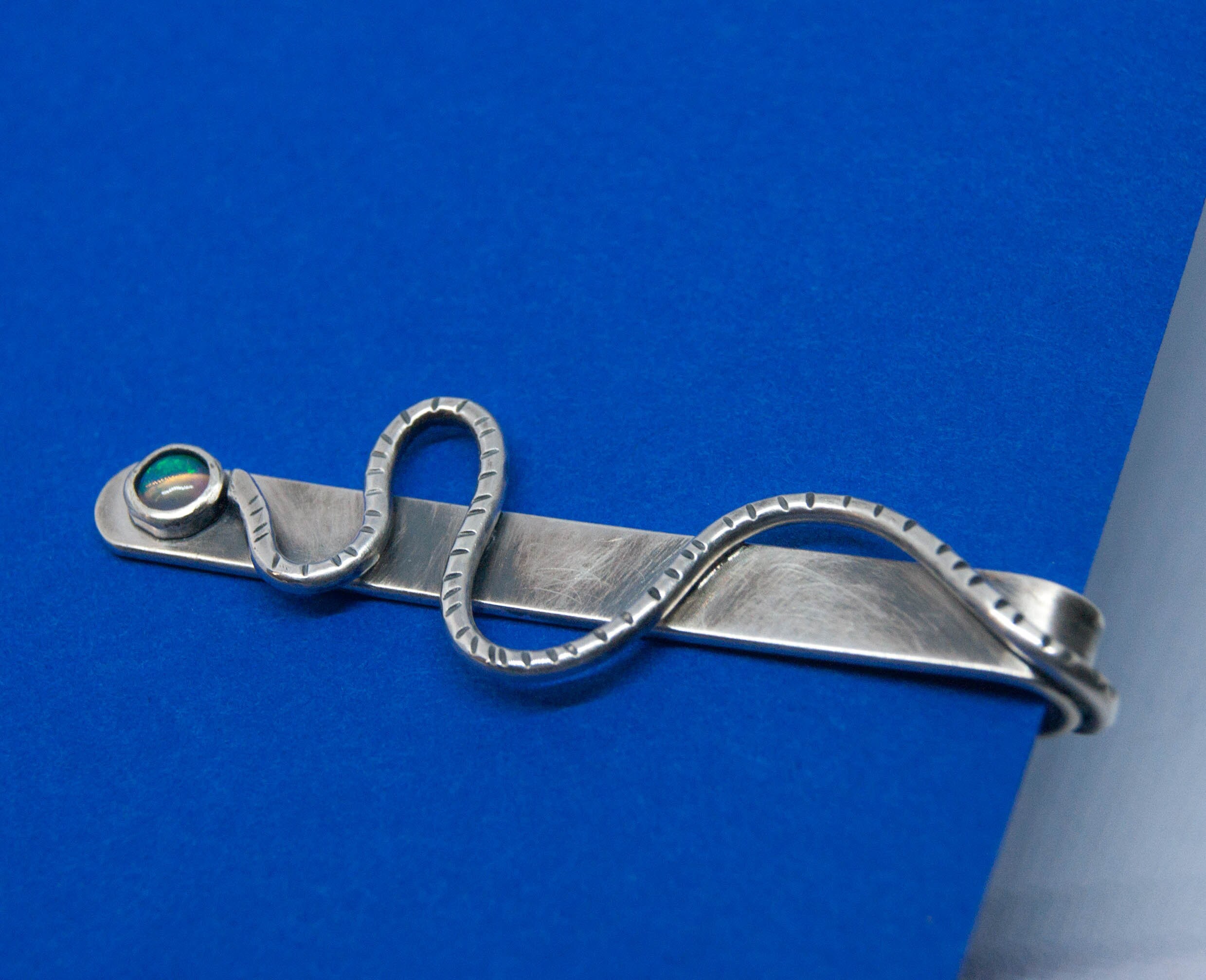 Opal and silver Serpentine tieslide snake tie clip snake Etsy