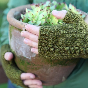 SPRING WARRIOR fingerless mitts -knitting PATTERN