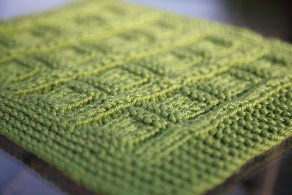 Green Mama Squares Baby Blanket Afghan Textured Knit Knitting Pattern Only