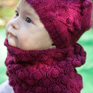 Napa Valley hat and cowl KNITTING PATTERN- baby, child, toddler, girl, woman, adult