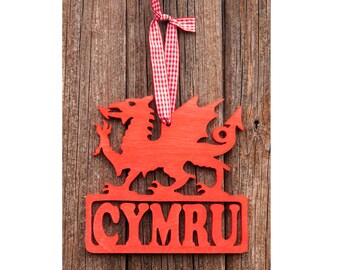 Welsh Dragon Plaque: Handmade Cymru Sign