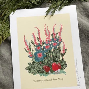 Heather wildflower farmhouse office and kitchen print