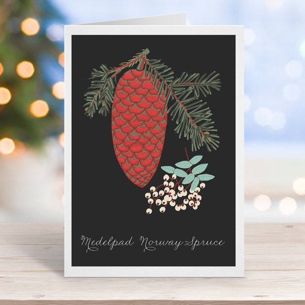 Pinecone holiday card, Christmas cards, holiday cards, card sets