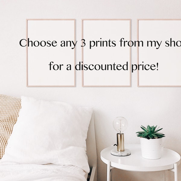 Print Set of 3, Discounted print set, Personalized wall decor, your choice art, Choose your three favorite prints wall art for a discount