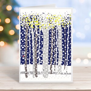 Christmas card, birch christmas card, nature holiday card, winter card, snowy woods holiday