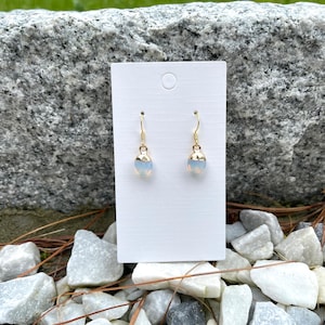14K Gold Opal Earrings - Opal Dangle Gold Earrings - Gold Gemstones Dangle Earrings - Opal Earrings