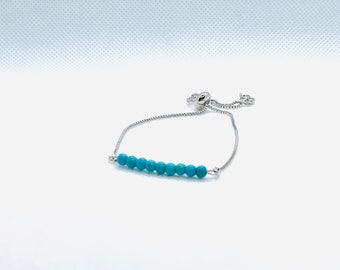 Minimalist Turquoise Bar Bracelet - Dainty Turquoise Woman Bracelet - Silver Plated Turquoise Bracelet