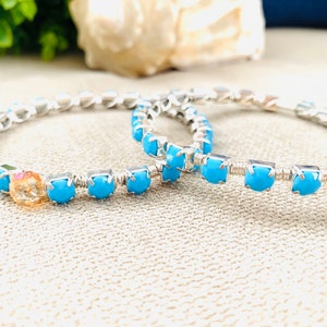 Blue Bangles Bracelet - Woman Stackable Bangle Bracelet- Bangle Bracelet