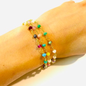 Multilayered Gold Bracelet - Multilayered Gemstones Bracelet - Rainbow Bracelet - Multicolored Gemstones Bracelet - Minimalist Bracelet -