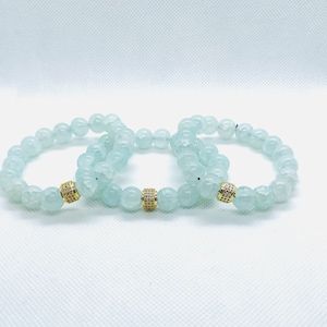 Aquamarine Gemstones 8mm Bracelet - Blue Gemstones Bracelet - Aquamarine Jewelry - Healing Bracelet