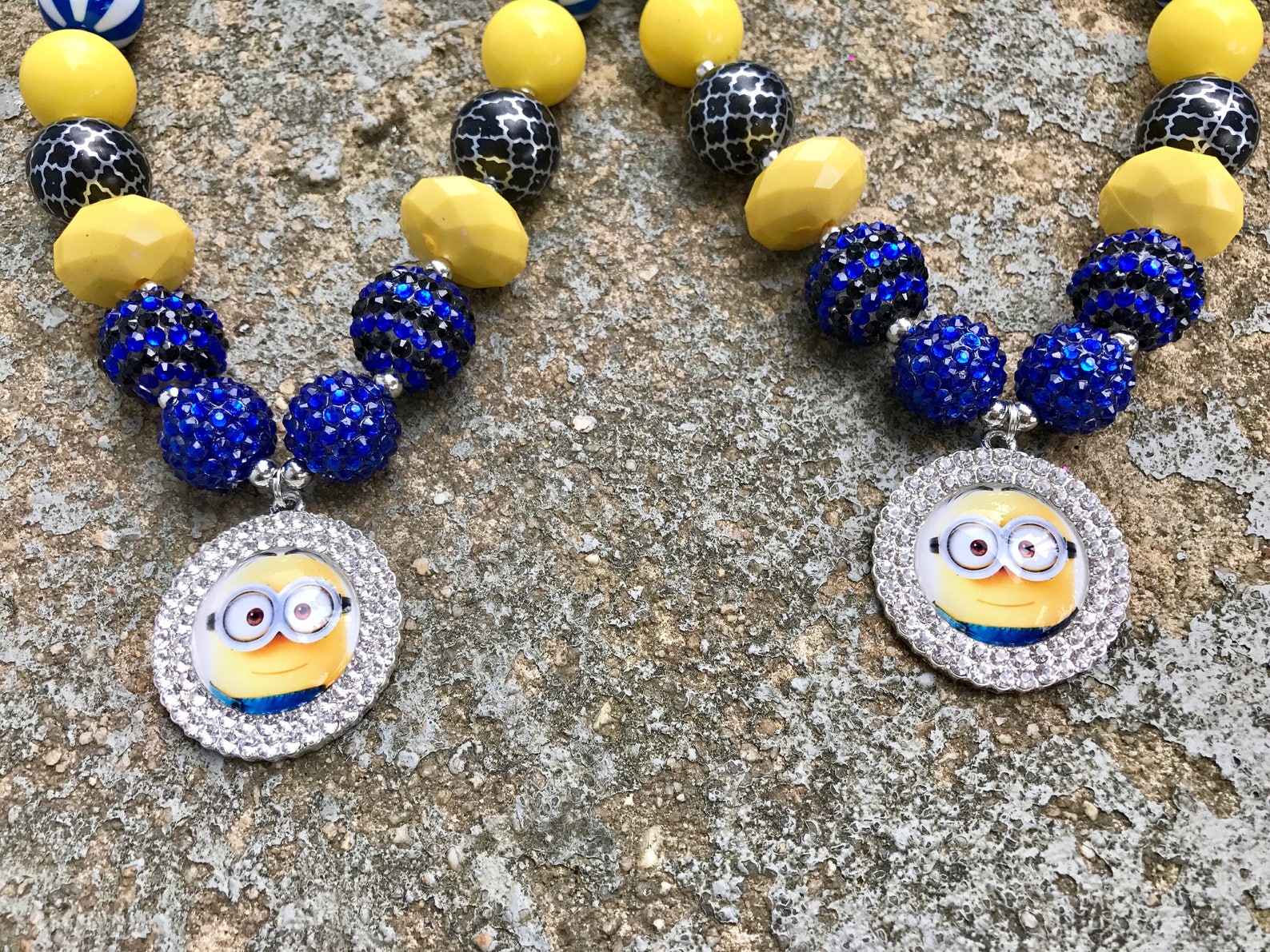 Minion Necklace Chunky Beads Minion Necklace Kids Necklace Etsy