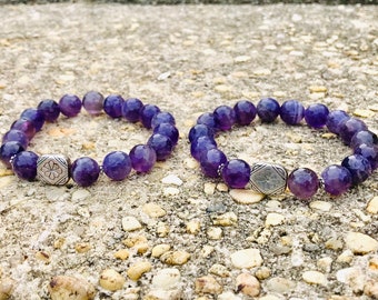 Amethyst Bracelet, Gemstones Bracelet, Mala Bracelet, Meditation Mala, Healing Bracelet