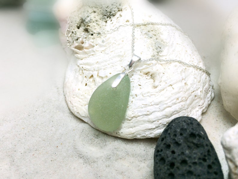 Seafoam green Sea Glass Sea find jewellery Sea Glass Necklace English Sea Glass Beach Glass Necklace Frosty Sea Glass Gift for her