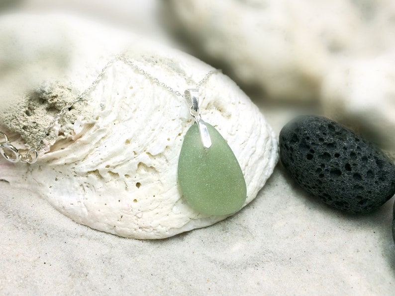Seafoam green Sea Glass Sea find jewellery Sea Glass Necklace English Sea Glass Beach Glass Necklace Frosty Sea Glass Gift for her