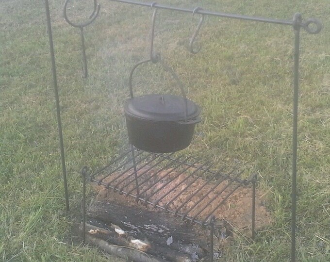 Campfire Iron Cookset, Iron Cooking Grill With Cook Rack/tripod