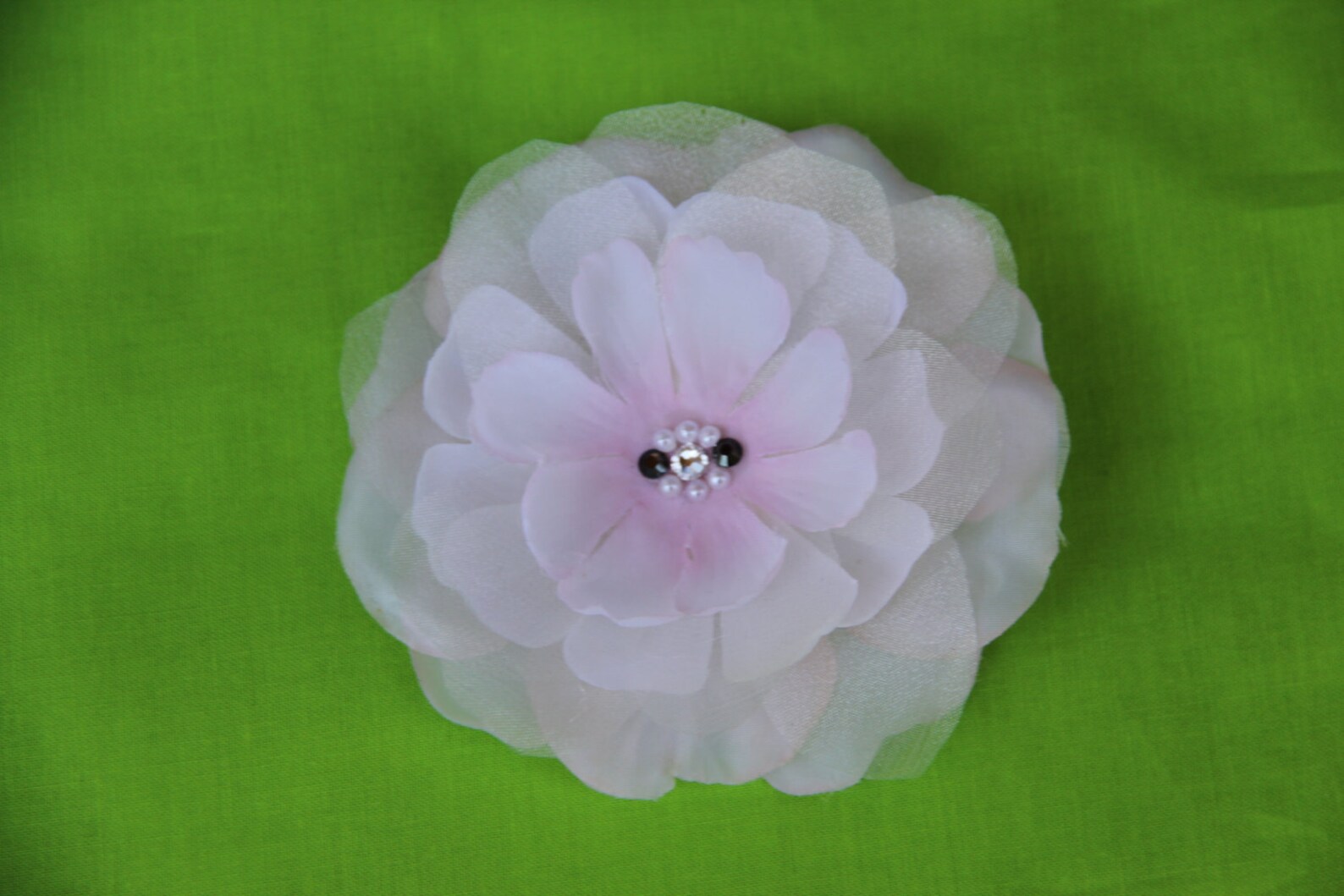 Blush and Cream Colored Flower Hair Accessory With Irredescent Etsy