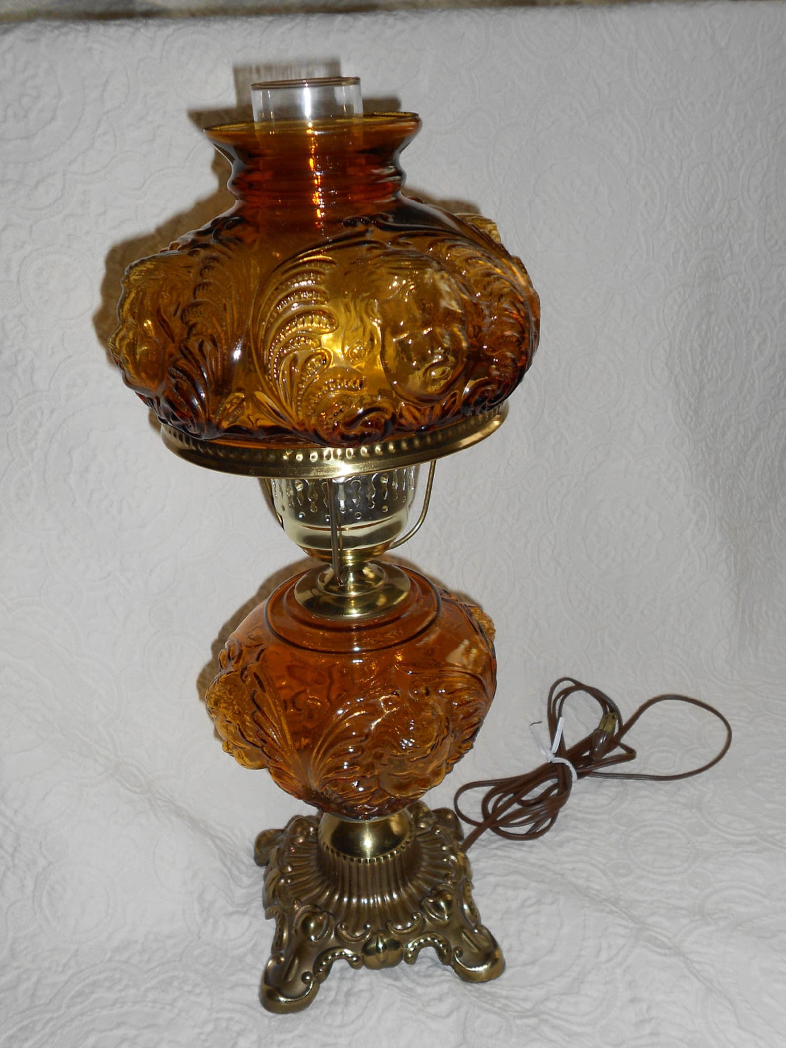 SALE Vintage Lamp Cherub Glass Shade Fenton Style SALE Etsy