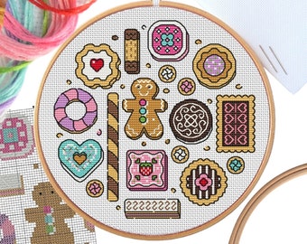 PATTERN Cookies Sampler 2004 Cross Stitch Chart - Instant Download PDF - Fun & Easy Modern Craft for Adults Biscuit Selection - for 14 count