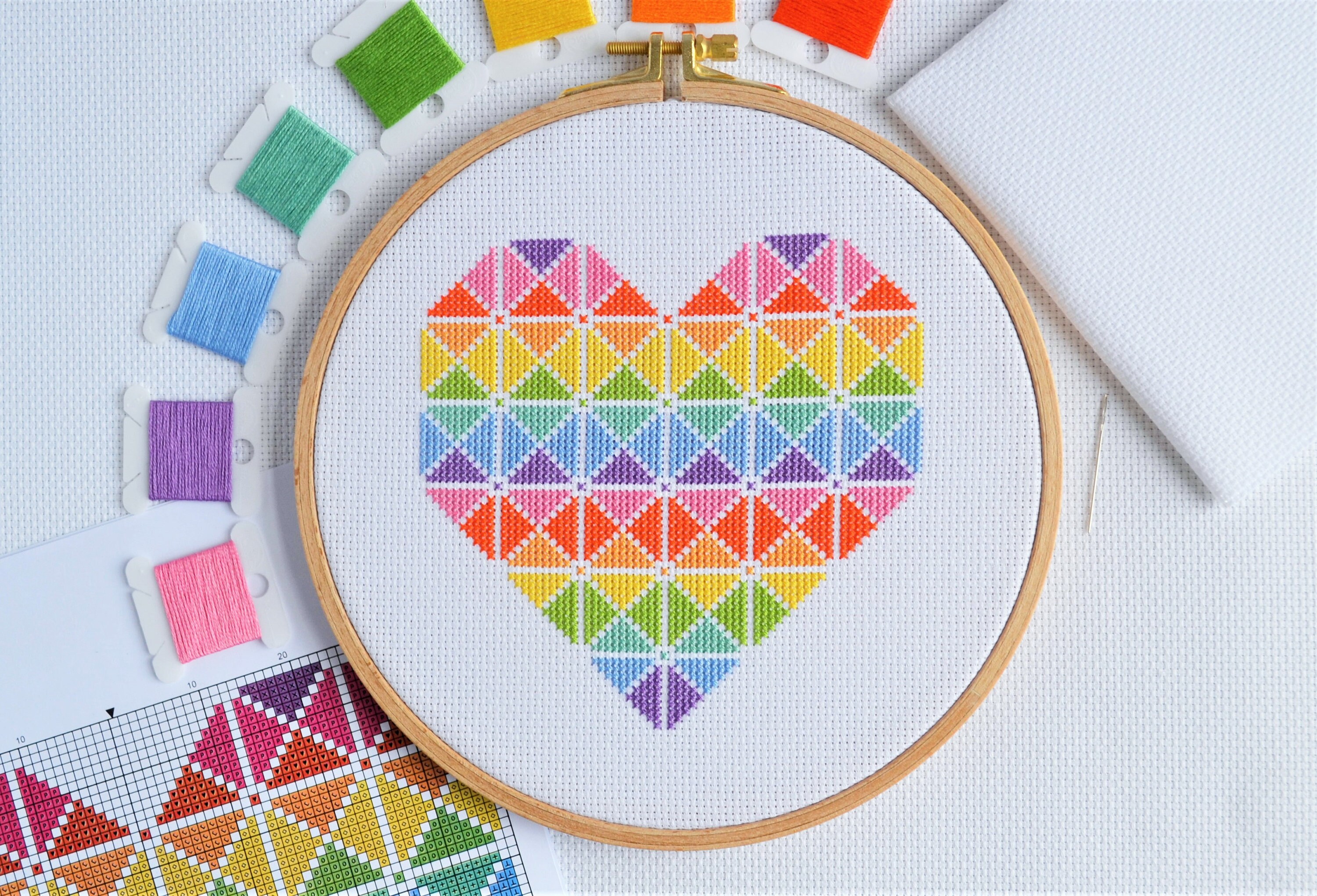 PATTERN Geometric Heart Cross Stitch Chart Quick and Easy | Etsy
