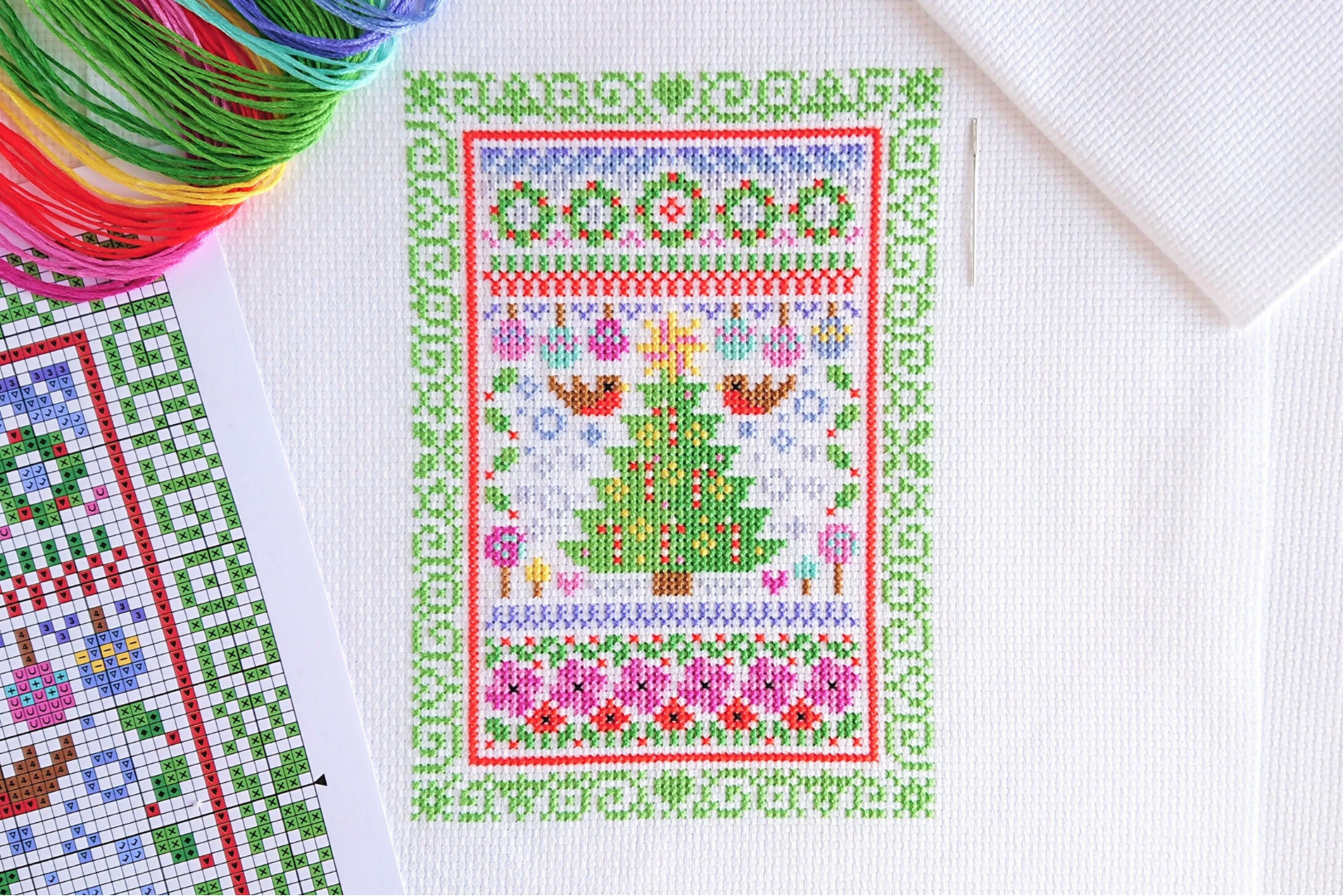 KIT Christmas Cross Stitch Kit Colourful Mini Sampler Easy - Etsy