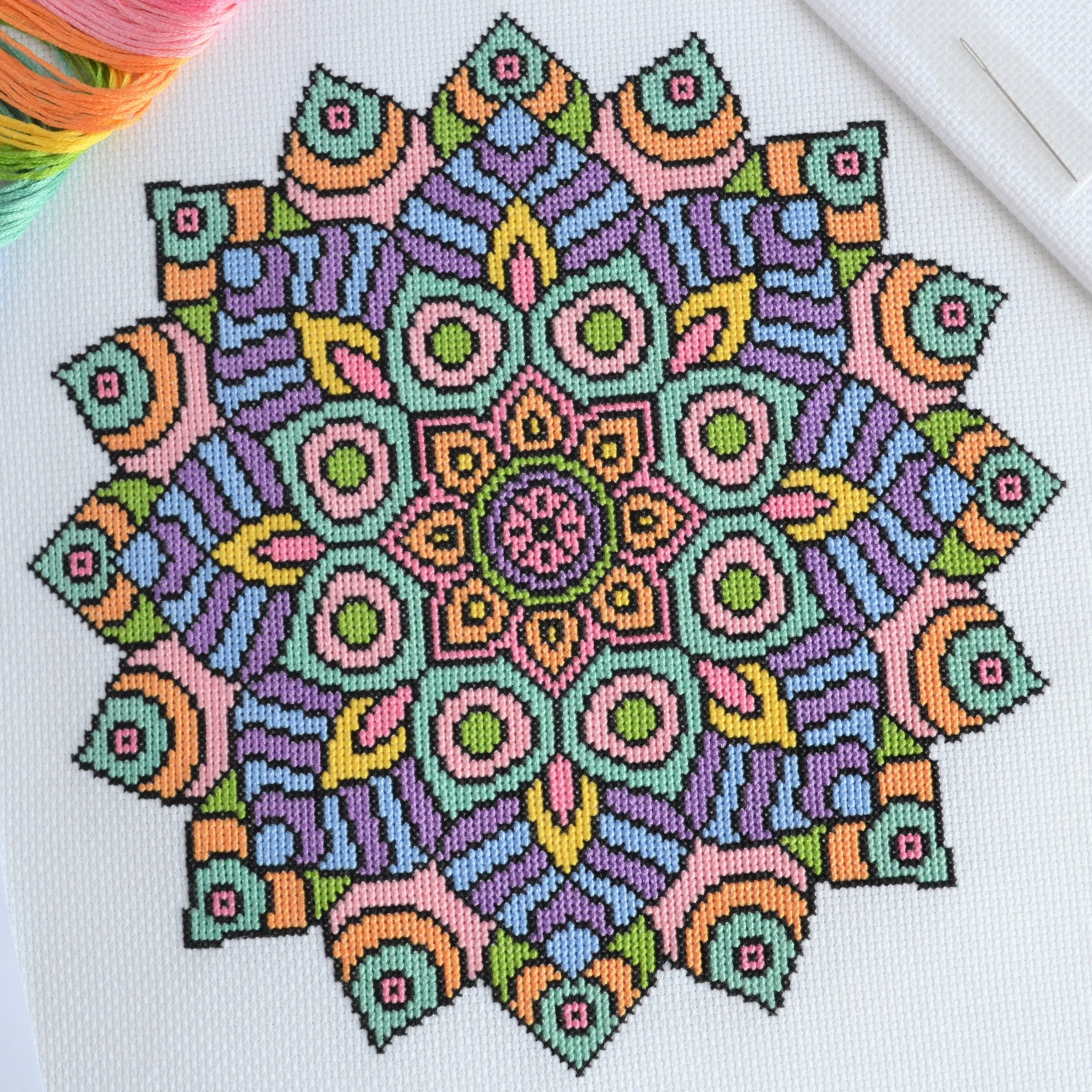 Manta Ray embroidery design, Mandala cross stitch pattern - Inspire Uplift
