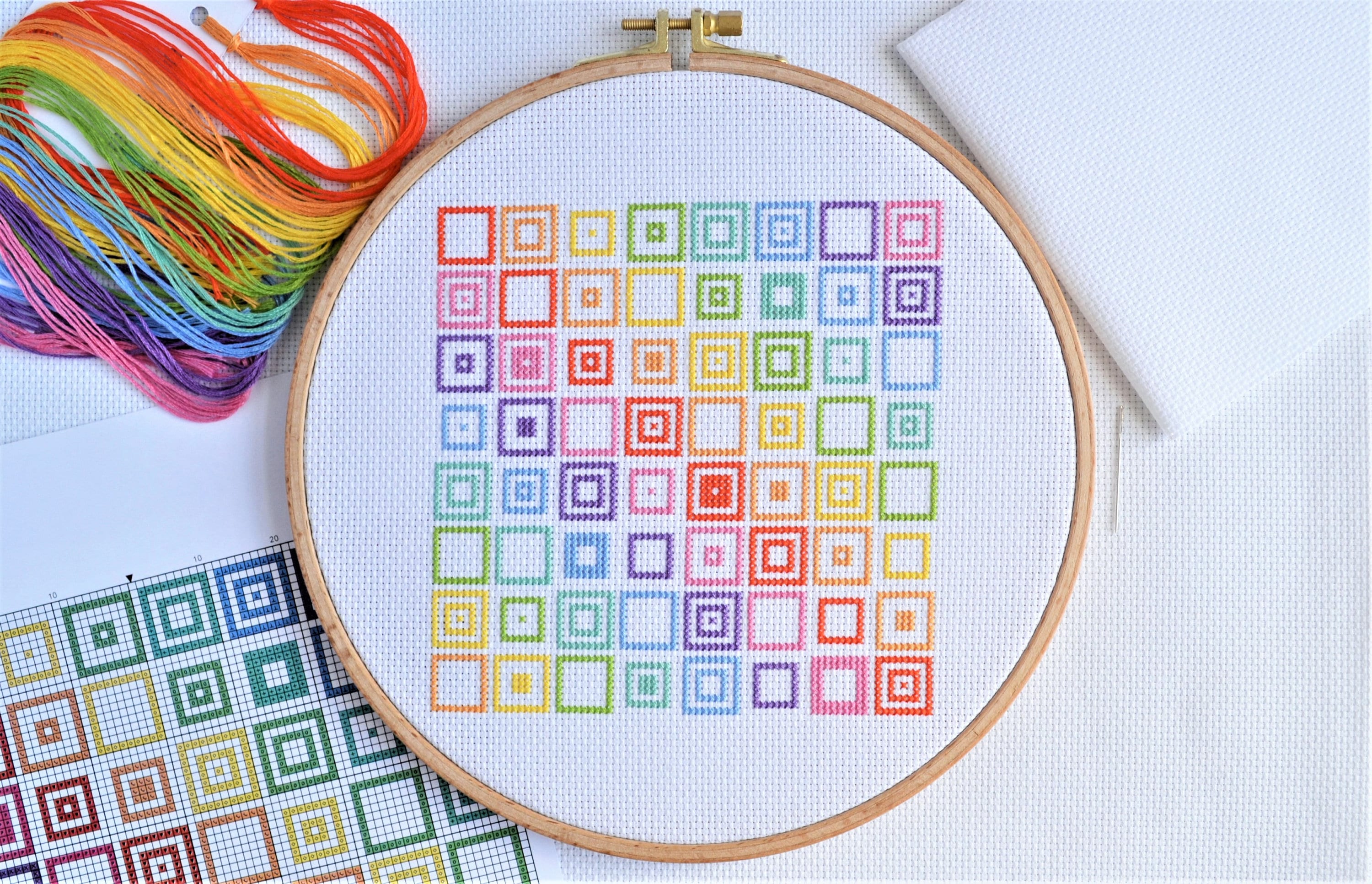 Sewing & Needlecraft abstract cross stitch chart colorful squares ...