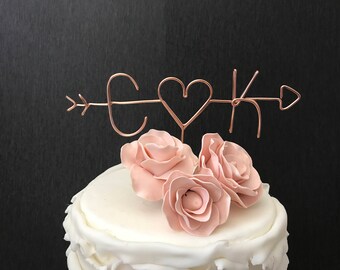 Rose Gold Cake Topper Wedding - Wedding Cake Topper - Wire Cake Topper - Cake Topper Arrow - Wire Wedding Cake Topper - Cake Topper