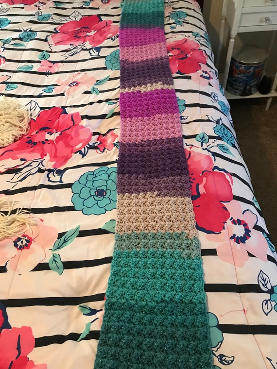 Crocheted scarf in bright colors
