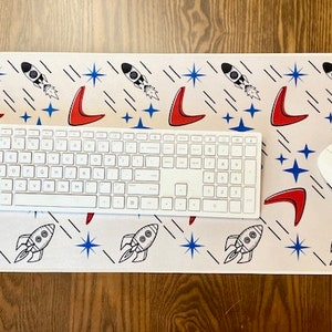 Large MCM Atomic Rocket Gaming Mousemat - Retro Rocket Desk Decor & Mat