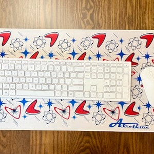Large MCM Atomic Boomerang Gaming Mousemat - Retro Boomerang Desk Decor & Mat