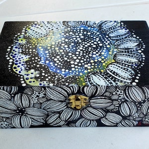 Hand Painted Box Dot Art Jewelry Box Art Deco Prints Decorative ART Acrylic Painted Box Black and White Box Trinket and Treasure Gothic