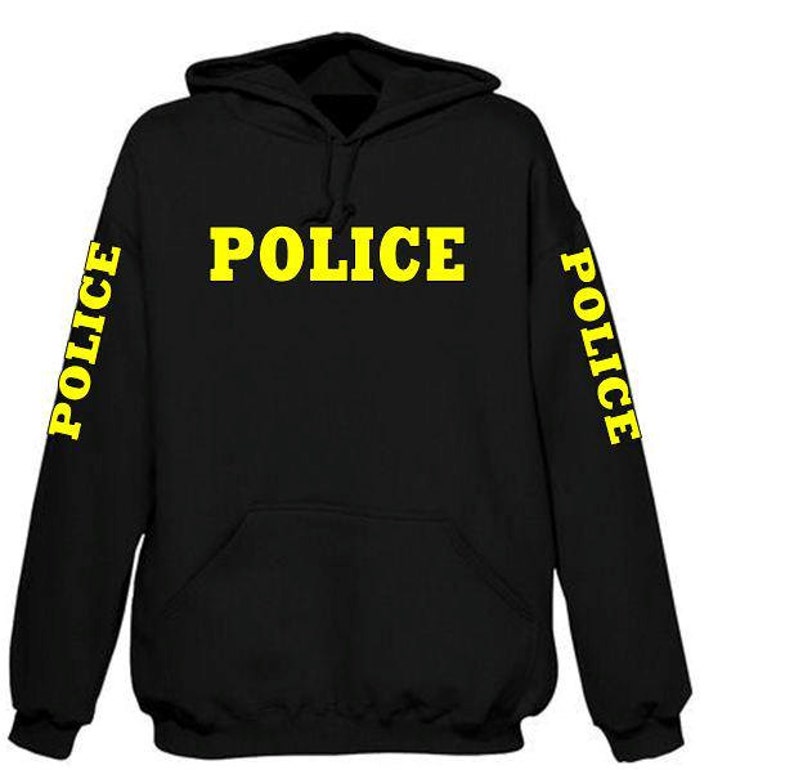 Police Hoodie 4 Sided White Letters Etsy