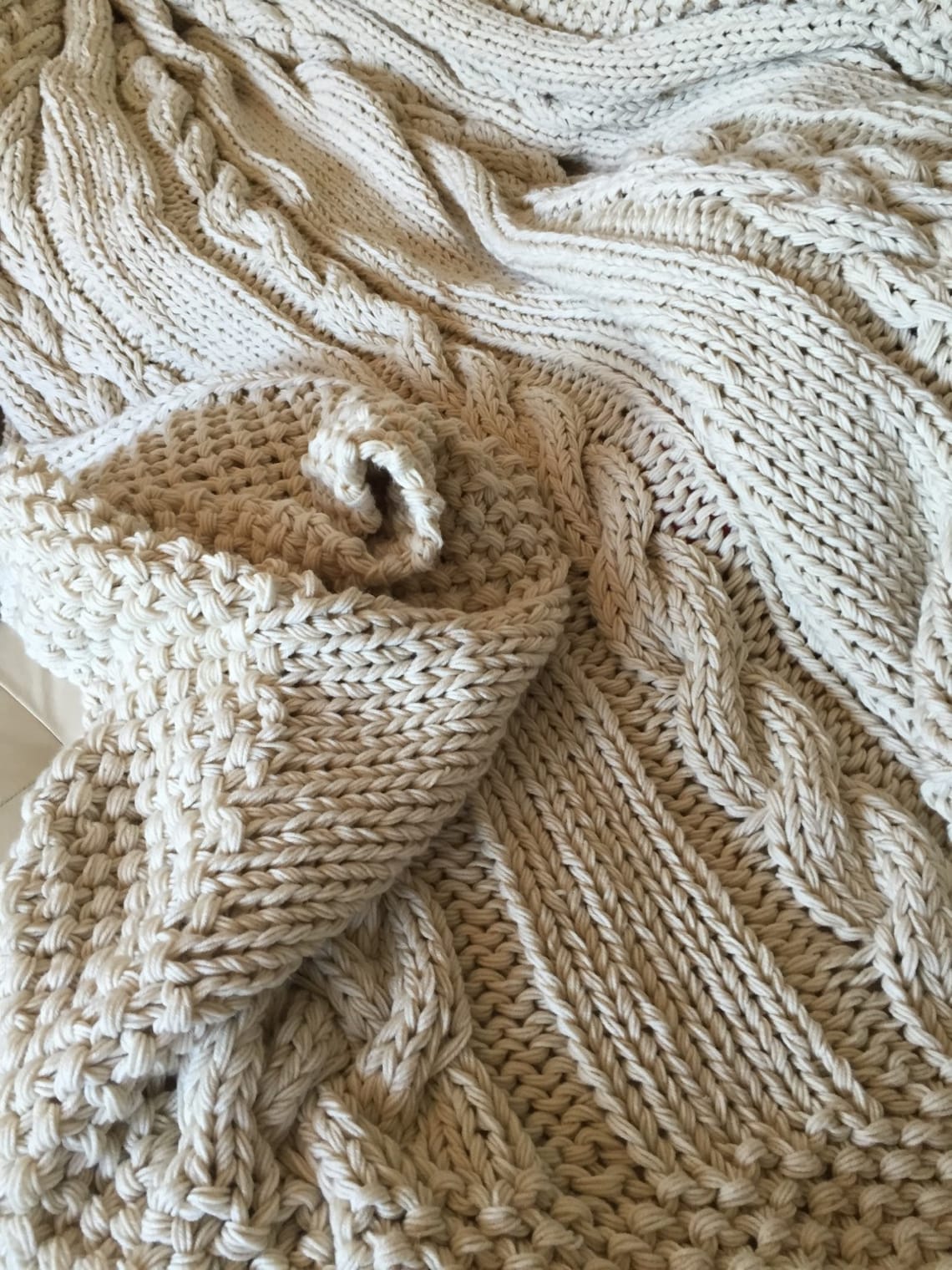 Giant Super Chunky Cable Knit King Size Blanket Etsy