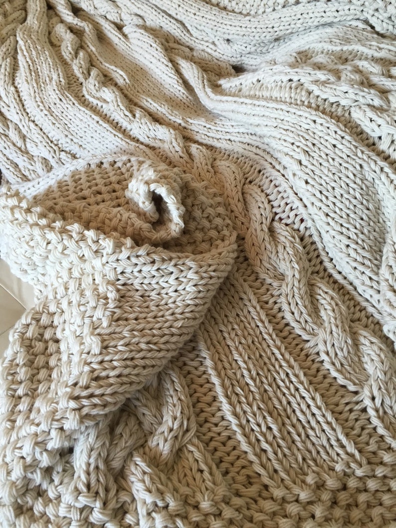 Giant Super Chunky Cable Knit King Size Blanket Etsy