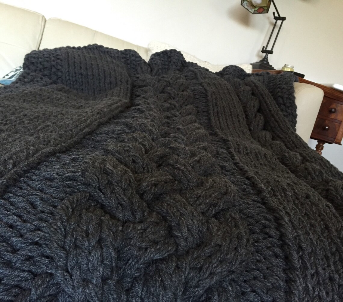 Super Chunky Cable Knit Blanket Lots of Color Choices Etsy