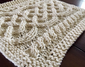 Celtic cables knit dishcloth