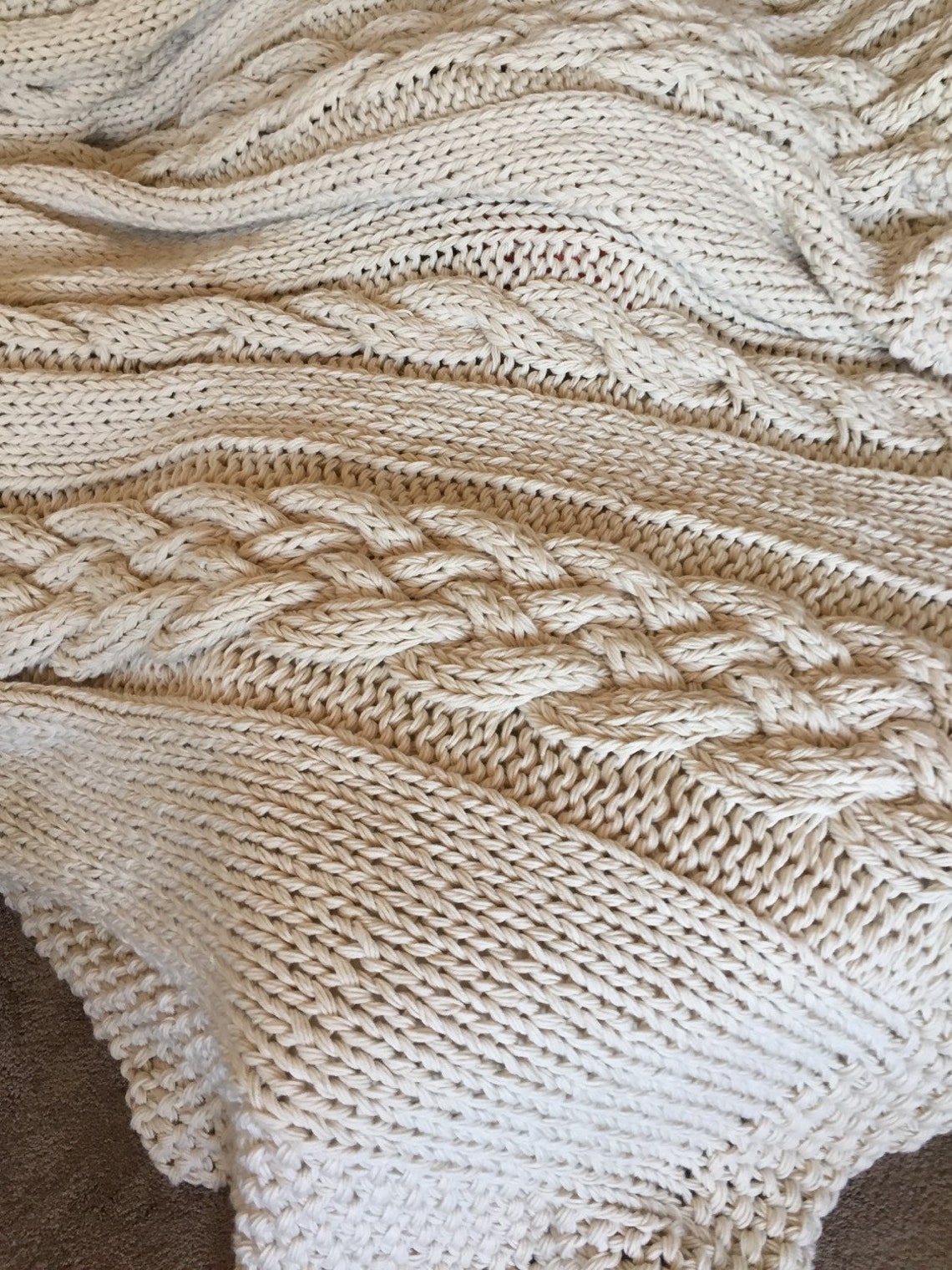 Giant Super Chunky Cable Knit King Size Blanket Etsy