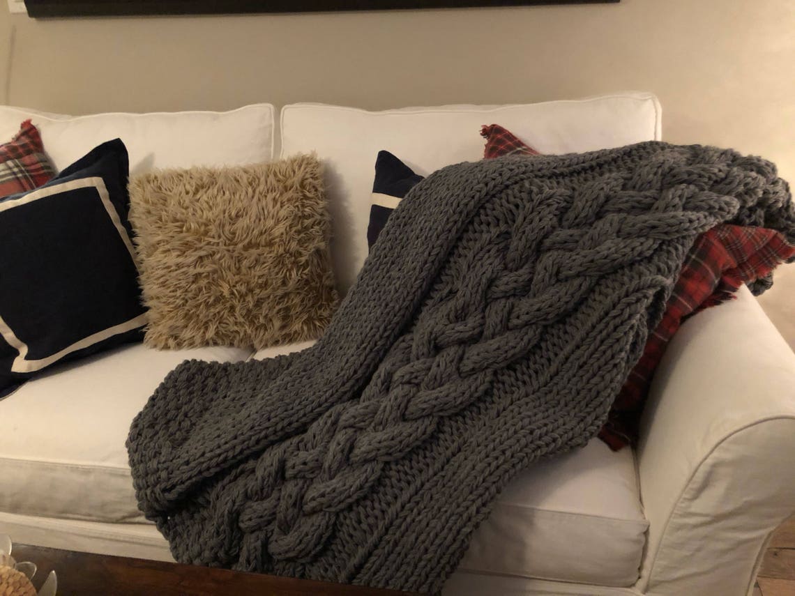 Super Chunky Cable Knit Blanket Lots of Color Choices Etsy