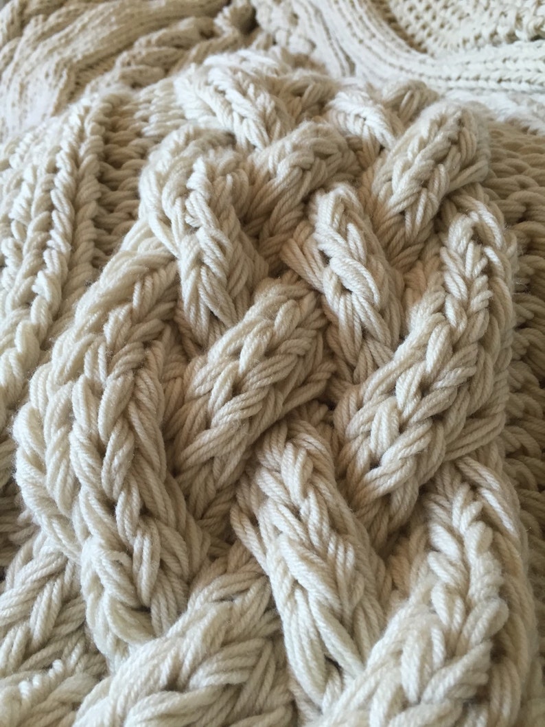 Giant Super Chunky Cable Knit King Size Blanket Etsy