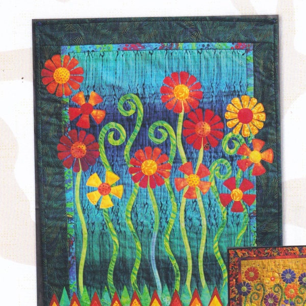 Joy a Fanciful Flower Quilted Wall Hanging Pattern, 24 x 30 Inches, By Kitambaa Designs, From 2007, Art Deco Inspired