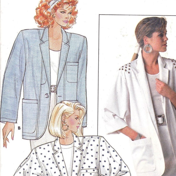 Very Loose Fitting Unlined Below The Hip Jacket, Low Armholes, Mock Bands, Long Sleeves or Rolled Up Sleeves, Patch Pockets, Butterick 4850