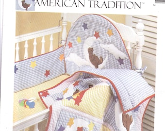 McCalls American Tradition Baby Bear Quilt, or Wallhanging, Wall Organizer, Crib Bumper Pads, Bunting Bag and Pillows, McCalls 8261, Uncut