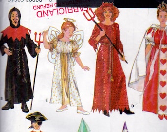 Angel, Queen of Hearts, She Devil, Grim Reaper, Ninja, Princess, Pirate, Size 25 to 32 Inch Chest, Simplicity 5930, Costume Sewing  Pattern