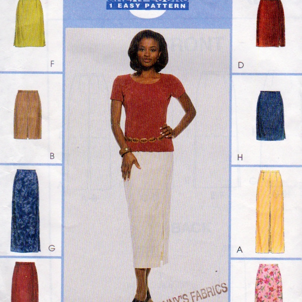 8 Straight  Skirt Designs,, Front and Back Darts, Front Slits, Back Slits, Back Zipper, Sizes 8 to 12,  McCalls 9234, Skirt Sewing Pattern